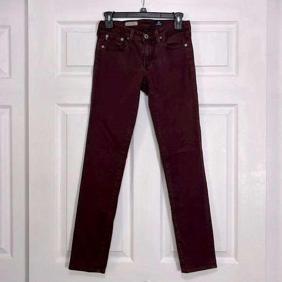 AG Adriano Goldschmied Wine Color The Stilt Cigarette Jeans Size 26R - Picture 6 of 12